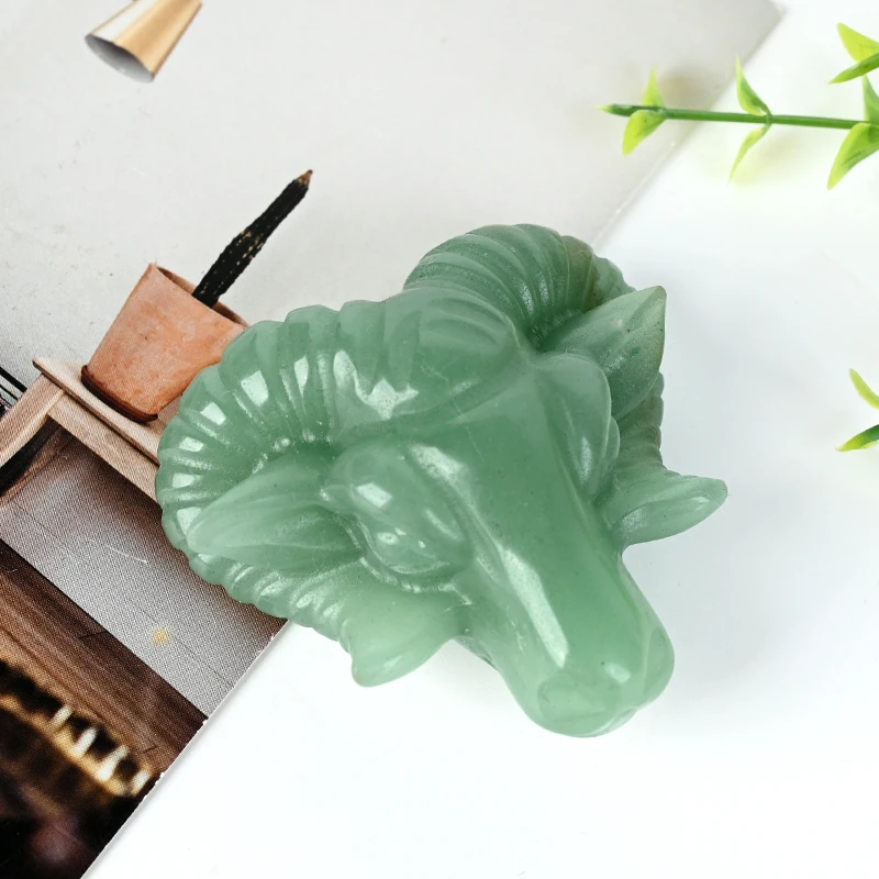 Wholesale Natural Healing Gemstone Sheep Head Hand Carved Animals Status For Home Decoration