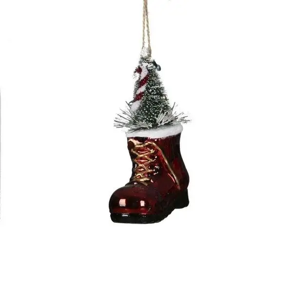 Hot sell brown glass socks crafts hanging for christmas decoration