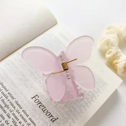 Yucat Wholesale Korean Fashion Women 6.5cm Butterfly Frosted Hair Clips Accessories Resin Hair Claw For Long Hair