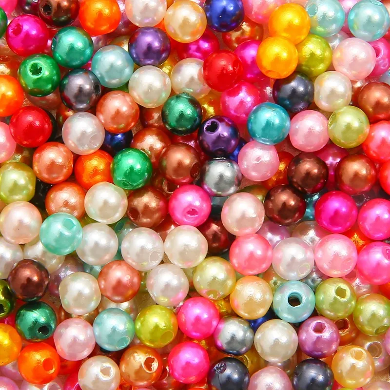 Ready to ship candy color high quality 4mm-10mm round shape ABS Pearl beads for diy jewelry making