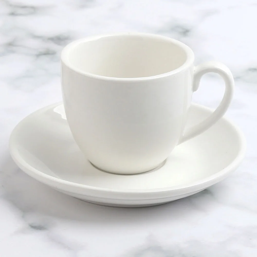 3,5 унций, однотонная белая керамическая фарфоровая чашка для кофе эспрессо с блюдцем
