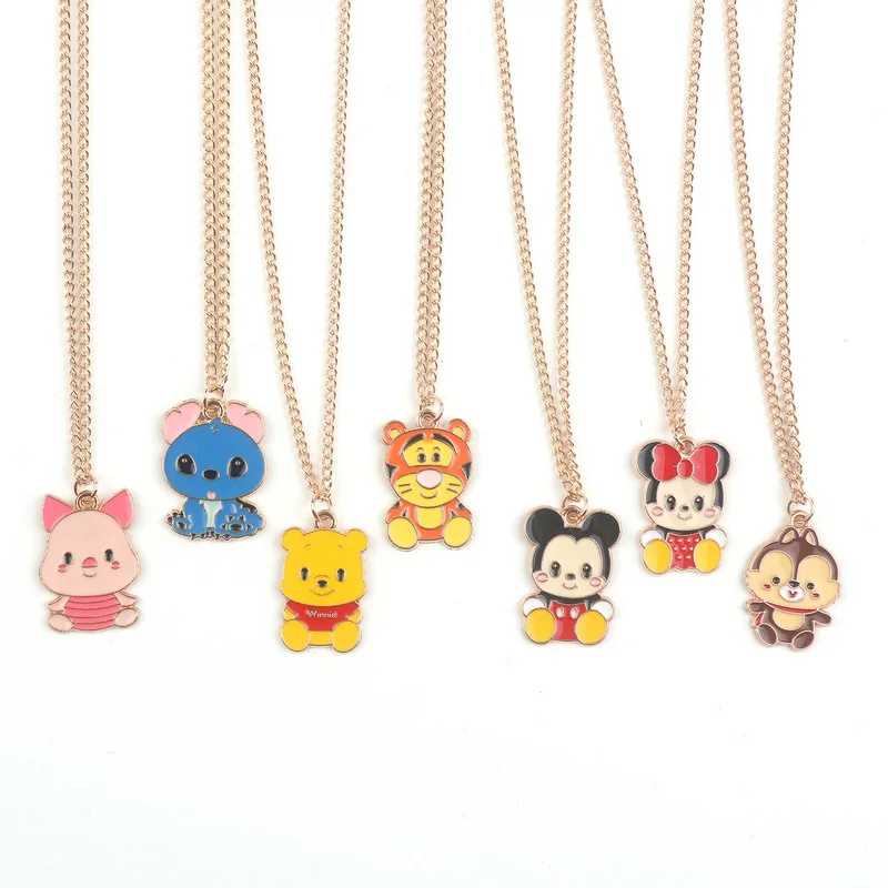 Metal Necklace Cute Cartoon Stitch Mouse Bear Tiger Necklaces Custom Accessories Promotional Gift Clothing Pendant Ornament