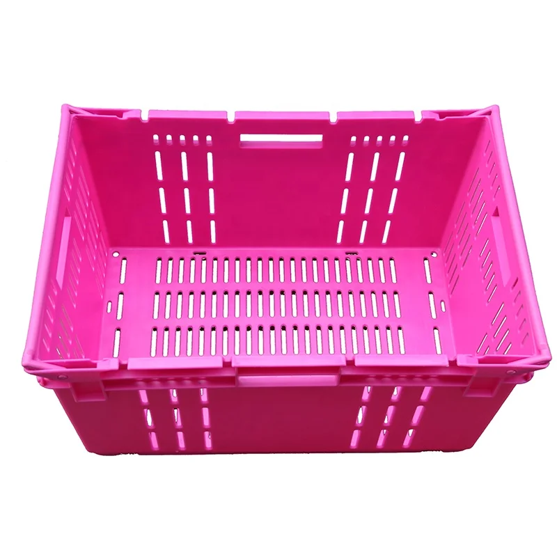 JOIN Virgin PP Plastic Fruit Crate Container Eco-friendly Market Mesh Nest Stackable Storage Durable Basket for Farm Use