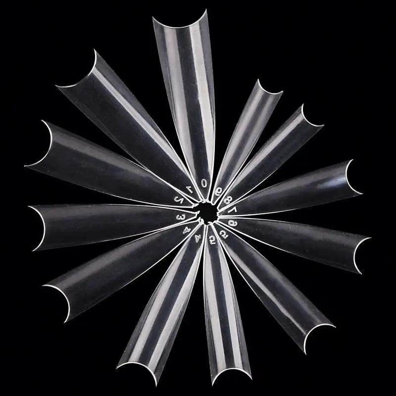 600 Pieces Nail Display Transparent C Courved XXL Half Cover Nail French Salon Finger Long Point False XXL Nail Tips Stiletto