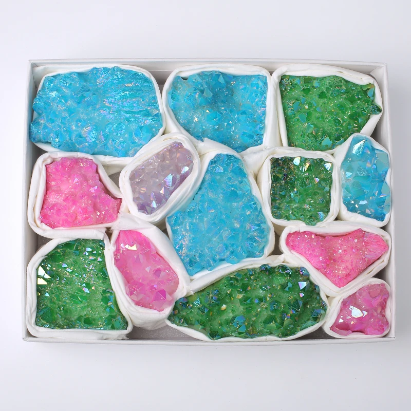 Various of Crystals Quartz Block Natural Amethyst Rose quartz Reiki Healing Mineral Specimens Stones with box