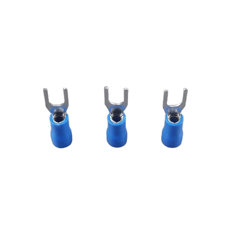 Free samples provided, high quality SV2-3.5S Y type blue color crimp wire butt connectors, insulated spade cable terminals