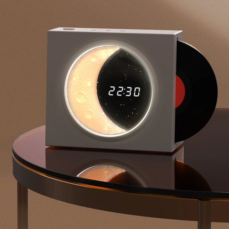 Retro Vinyl Record Player Blue Tooth Speaker TF Card Music Audio USB Charging Moon Clock Star Light