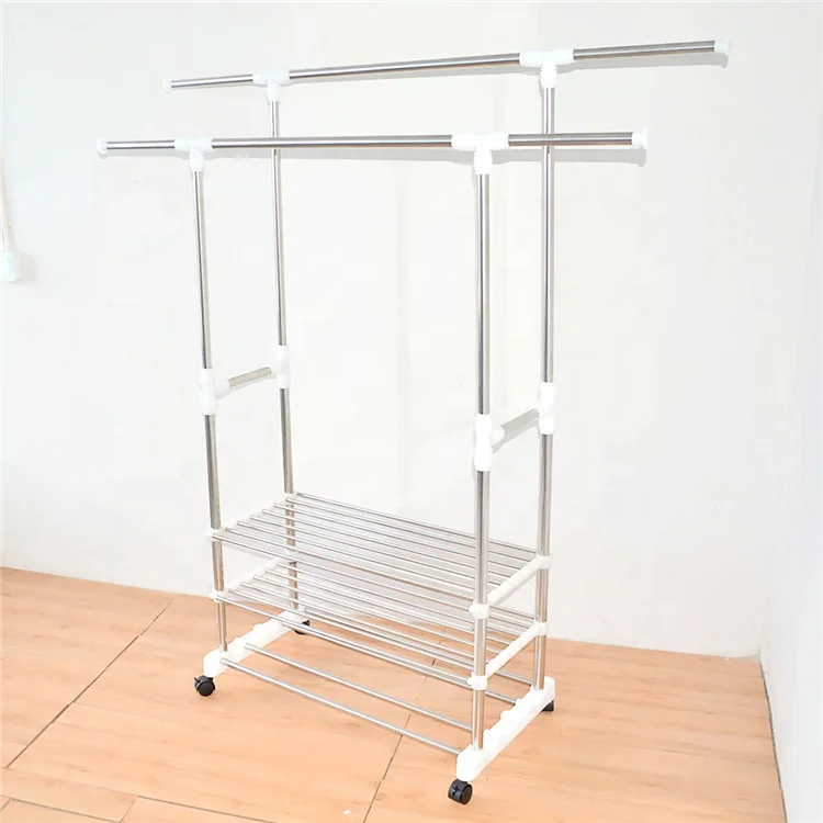 Stainless steel Garment  Cloth storage rack Adjustable Garment hanging drying rack