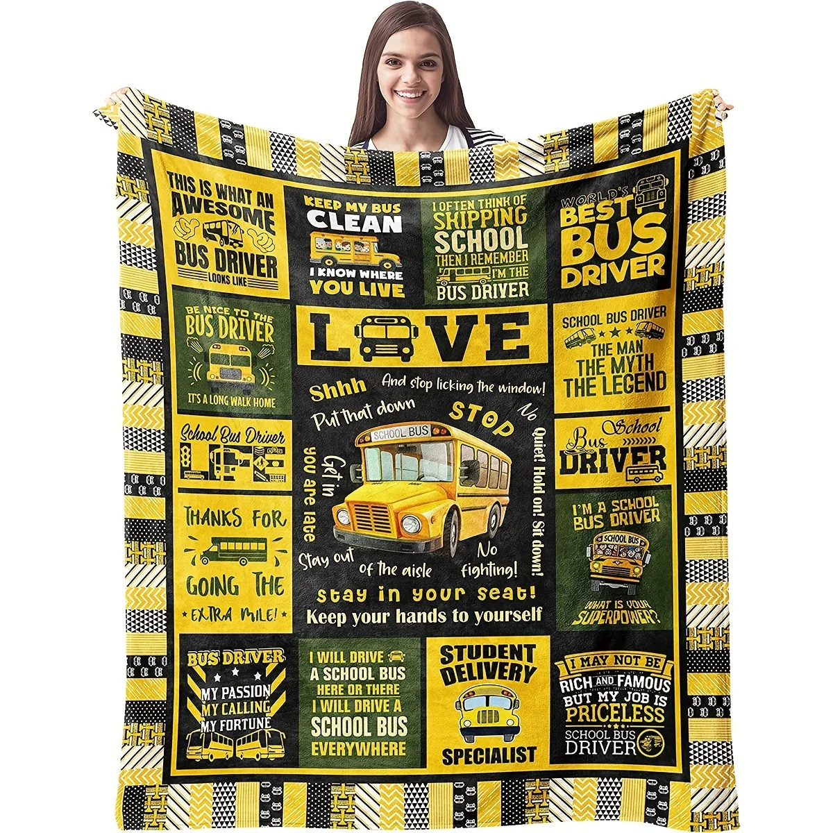 Bus Driver Appreciation Gifts Blanket - School Bus Driver Gifts Throw Blanket-Birthday Graduation Gifts for Bus Drivers Blankets