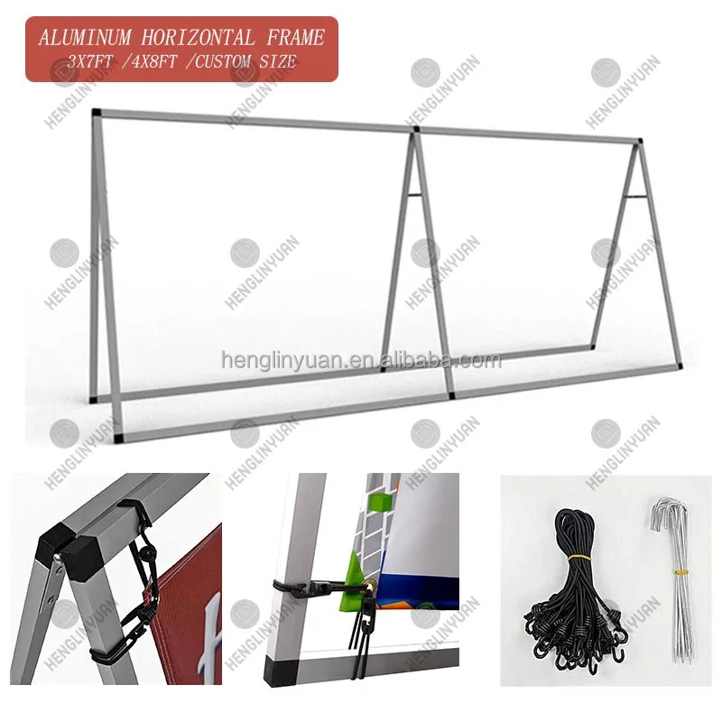 Custom Promotional A-Frame Banner Portable Horizontal Pop-Up Knitted Sport Event Banner for Outdoor Advertising