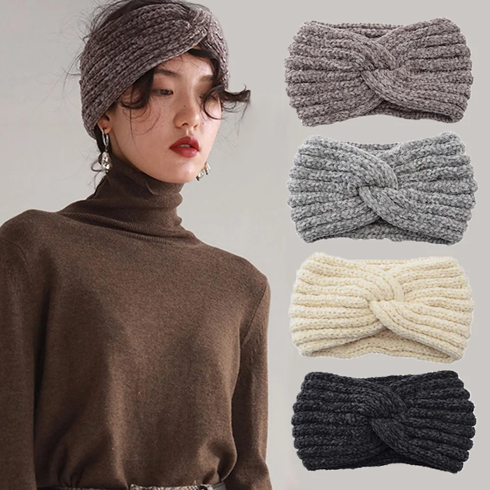 New Fashion Women Headbands Wool Hair Band Girls Winter Warm Hair Accessories Elastic Headband Head Wrap Ear Warmer
