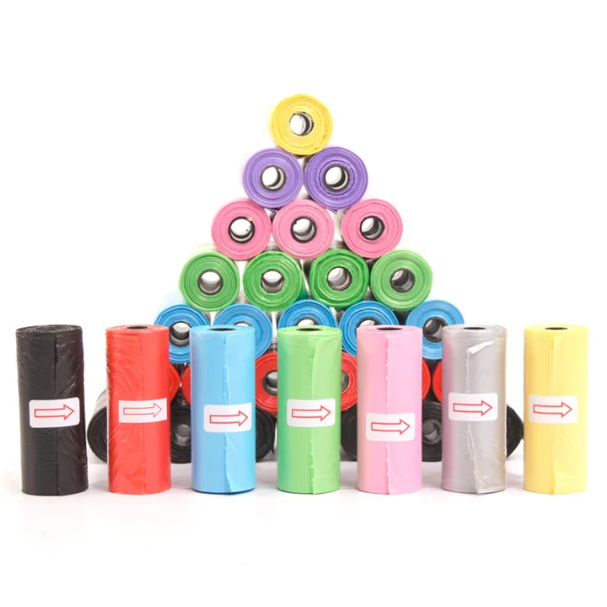 multi-colors  HDPE pet waste bag outdoor dog poop bags