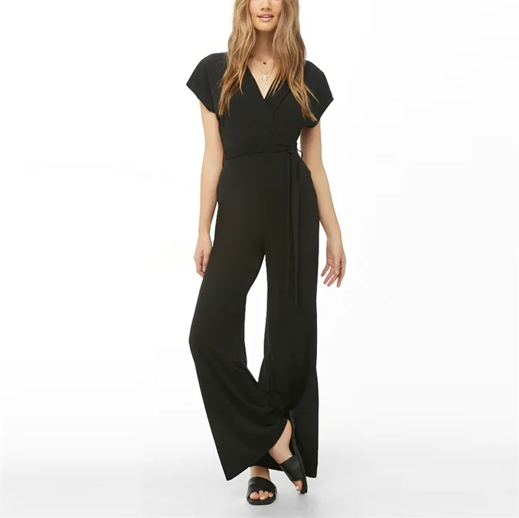 Boutique ODM OEM Customized Elegant Two Piece Jumpsuits For Ladies Designer Black Jumpsuit Women