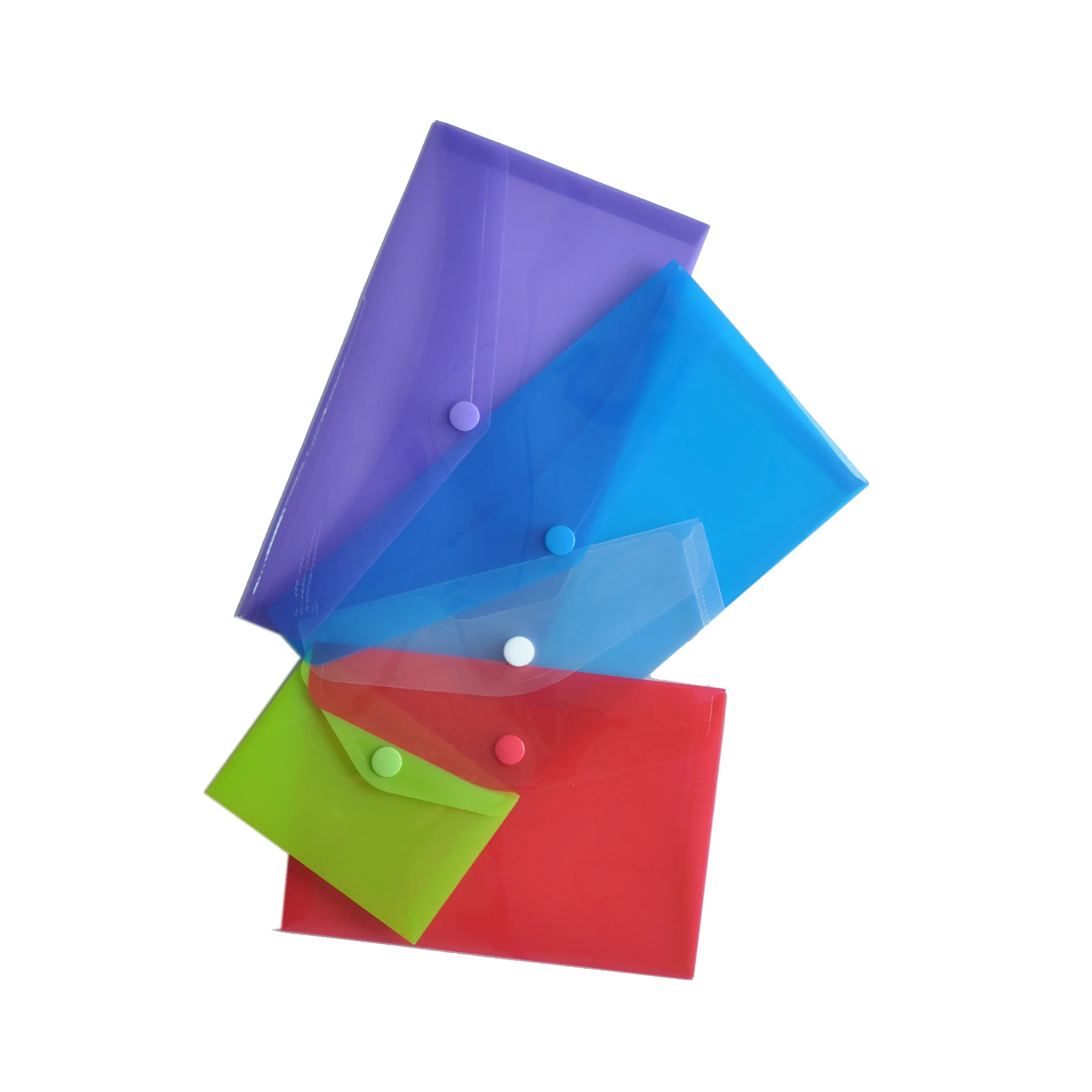 Clear Reusable Plastic Envelopes With Snap Closure PP Plastic Document Holders A5