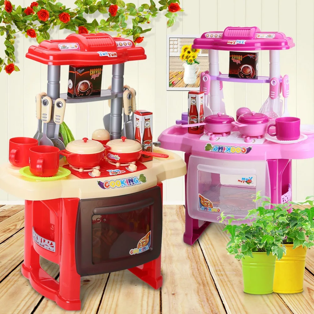 Новые продукты миниатюрные пластиковые Кухонные игры игрушечный дом набор имитация кулинарных игр со светом и музыкой для детей