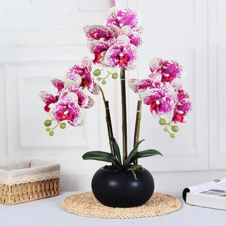 Hot Sell Artificial Orchid Plant Home Garden Wedding Decorative Real Touch Phalaenopsis Orchid Flowers Bonsai Artificial Orchids