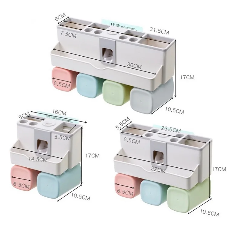 
2020 plastic bathroom toothbrush holder wall mount automatic toothpaste dispenser magnetic toothbrush holder 