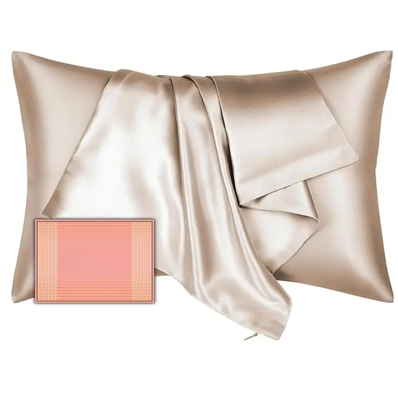 Ultra Smooth and Soft Breathable Cooling Mulberry Silk Satin Pillowcase with Hidden Zipper for Hair and Skin