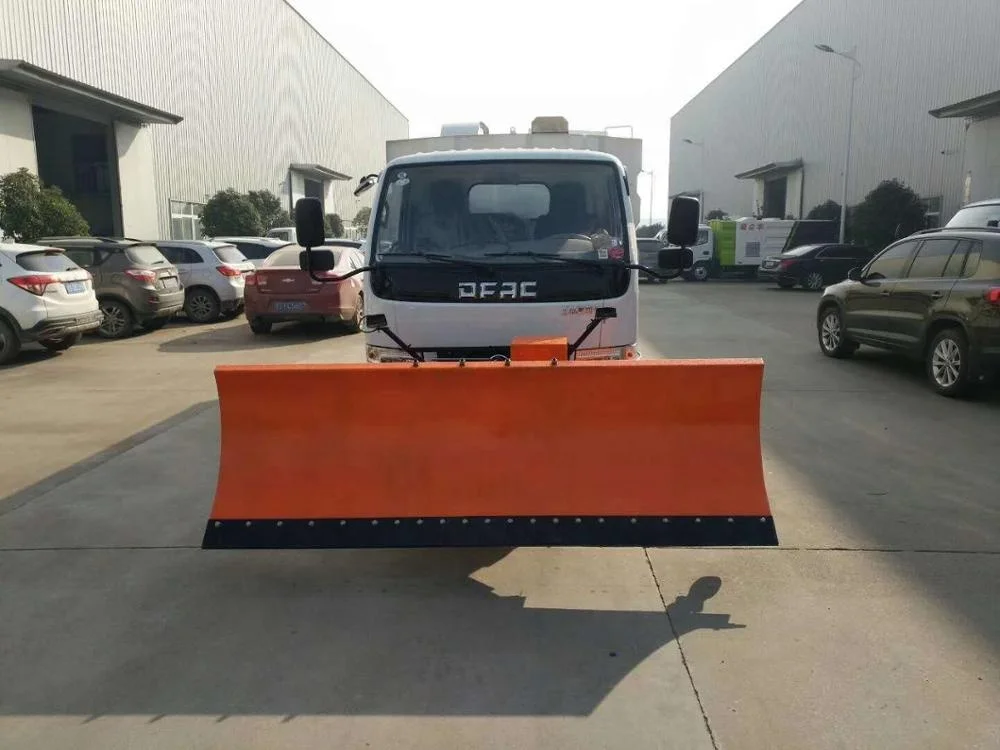 New Design Factory Price 4 Brushes 5.5m3 Capacity Street snow Sweeper Truck with Snow Removal Shovel attachment