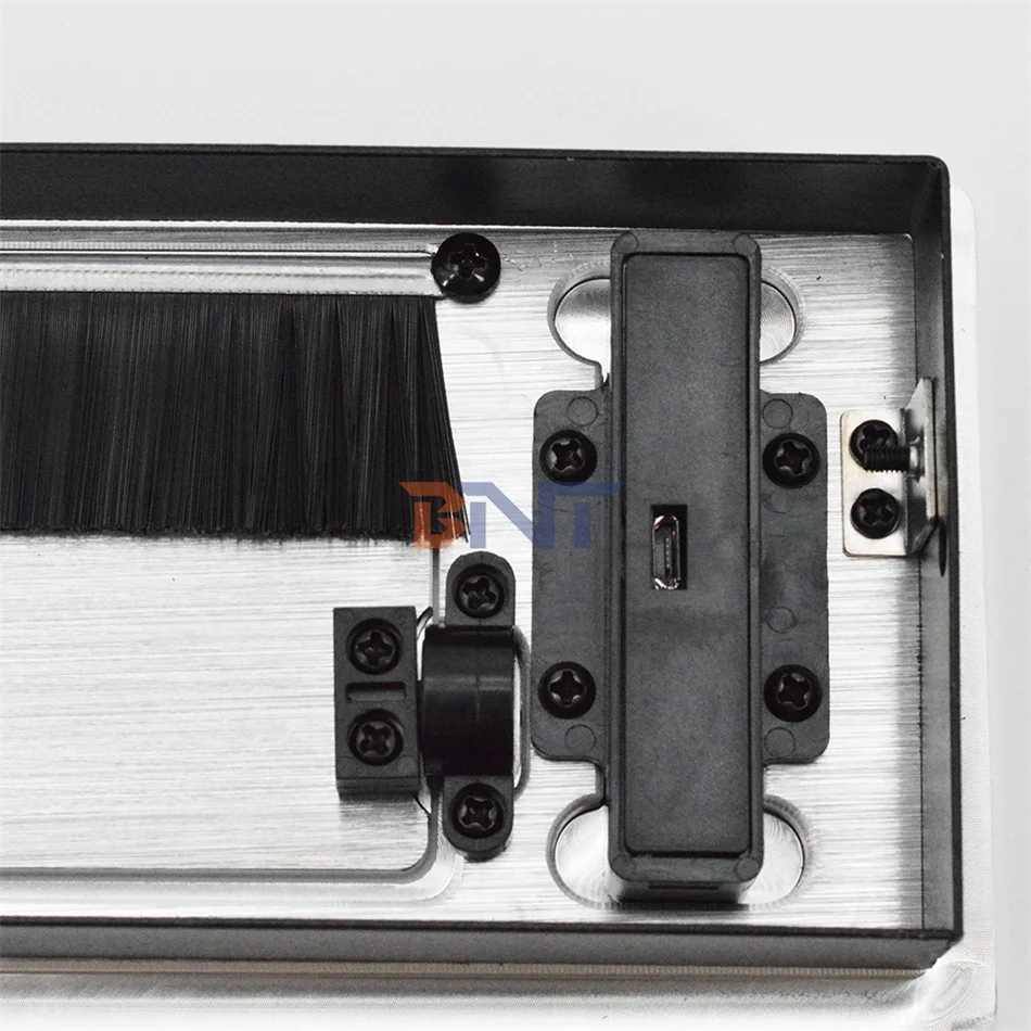 Integrated double USB Charger Soft Close Damping Tabletop Flip Up Cable Grommet Box Flip Panel for Desktop Socket