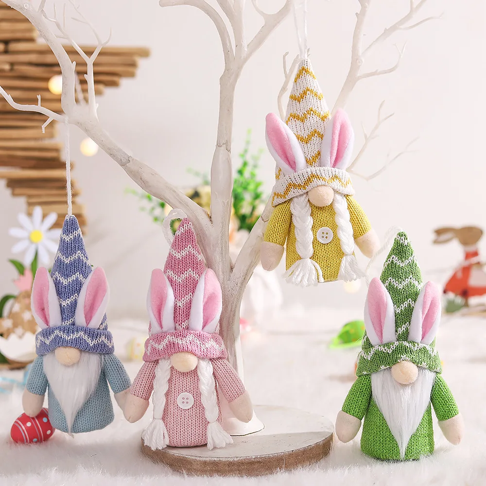 New Wholesale Santa Easter Tree Pendants Easter Gnomes Hanging With Light for Easter Tree Ornaments