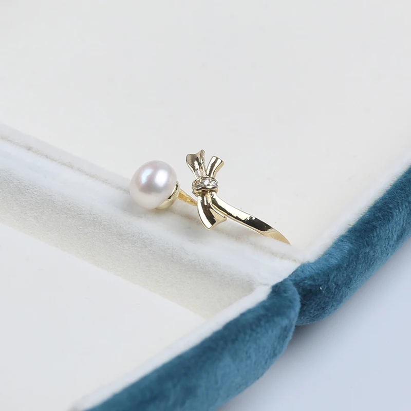 Fashion  Simple Jewelry  Natural Freshwater Pearl Ring For Girls and Women