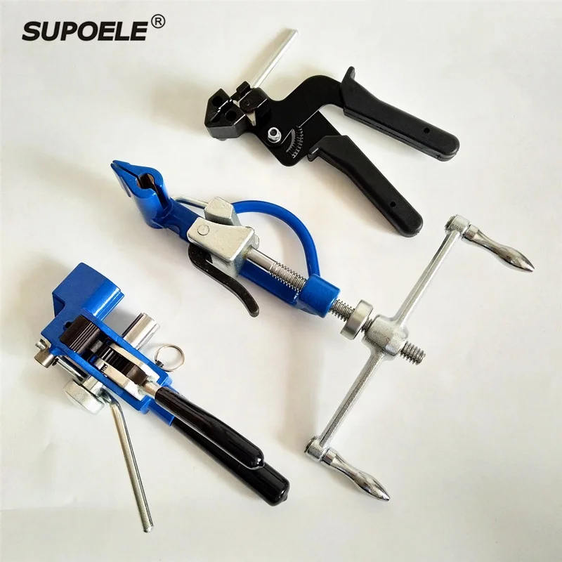PVC Coated Stainless Steel Cable Tie Tensioner Tool Cable Ties Bends Fasten Gun Machine