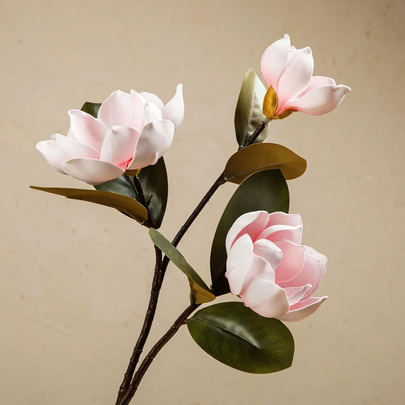 Sevenstar Beautiful 3 Head Magnolia Real Touch Wholesale Magnolia Artificial Flower For  wedding Table Centerpiece Decoration
