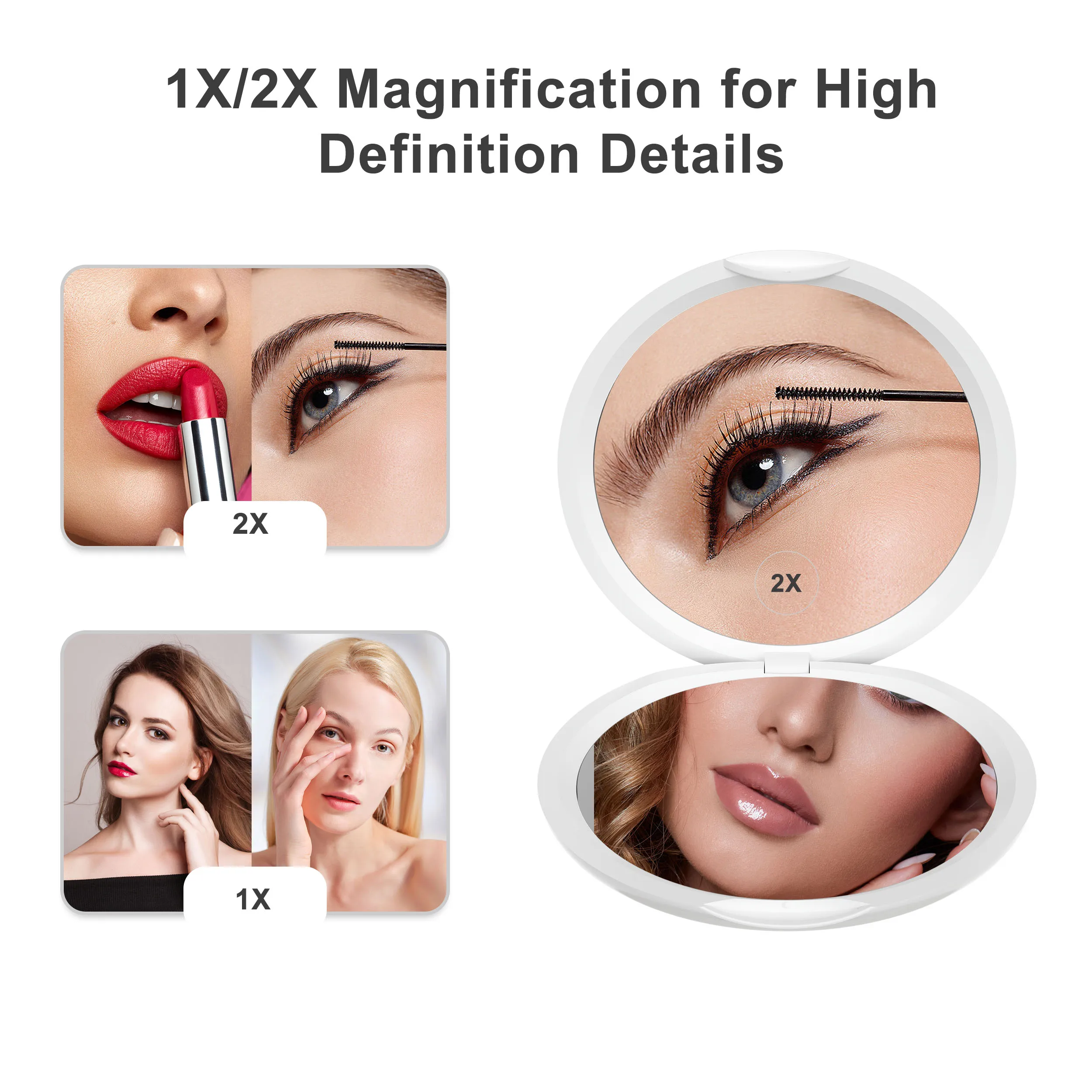 Custom Logo Cute Travel Folding Portable Handheld Mini Small Make Up Makeup Pocket Hand Held Compact Mirror