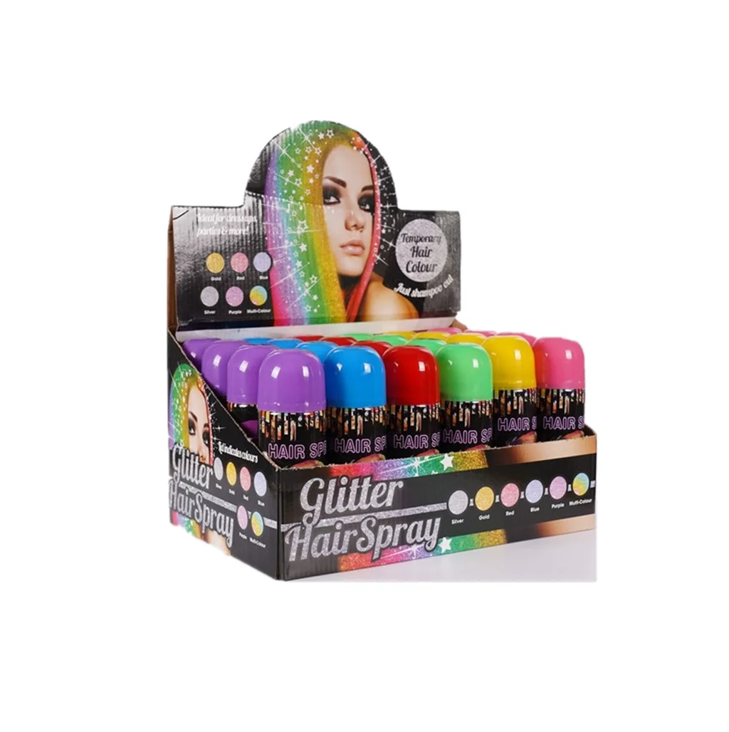 New Premium Lighting Sheen Fibre Washable Dye Hair Spray For Women Men Kids Temporary Hairstyle Made In Pink Gold Grey Color