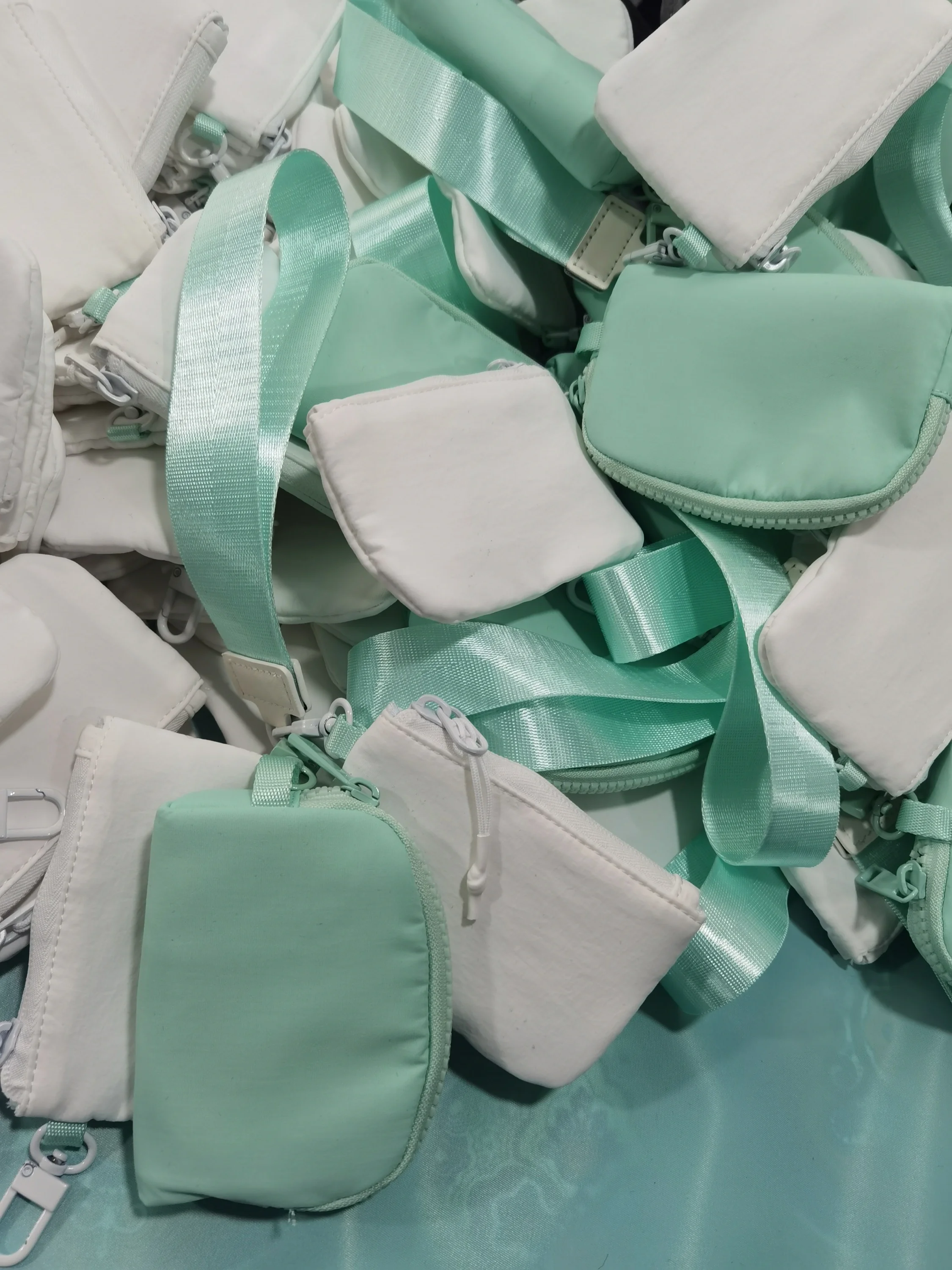 Pink Dual Pouch Zip Around Wallet For Women Portable Purse Mini Coin Pocket Wristlet Portable Key Chain With Coin Bag