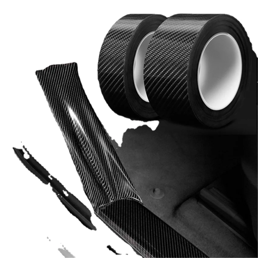 3/5m Rolls Carbon Fiber Car Sticker Anto Door Trunk Protective Strip Auto Door Threshold Anti Scratch Tape Waterproof Decal
