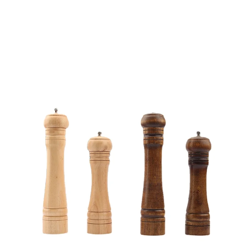 Classic Designed BPA Free Wood Pepper Mill  Black and White Lacquer Rubber Wood Grinder for Salt