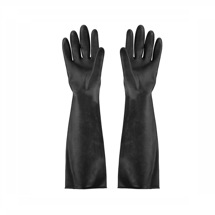 Workplace Safety Protective Latex Industrial Long Rubber Acid and Alkali Resistant Anti-corrosion Black Water Proof Glove