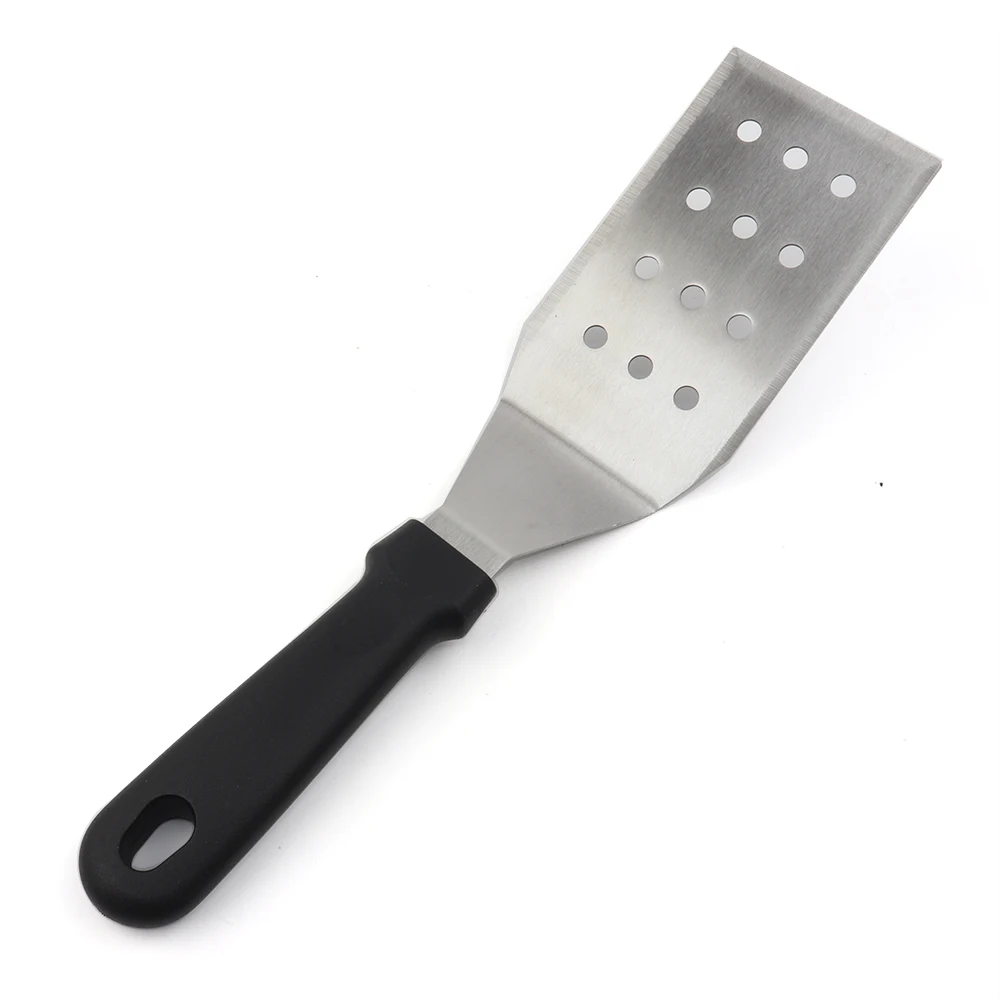 wholesale Perforated Stainless Steel Hamburger Turner Spatula or Pizza Teppanyaki steak Shovel or Cake Server with PP Handle