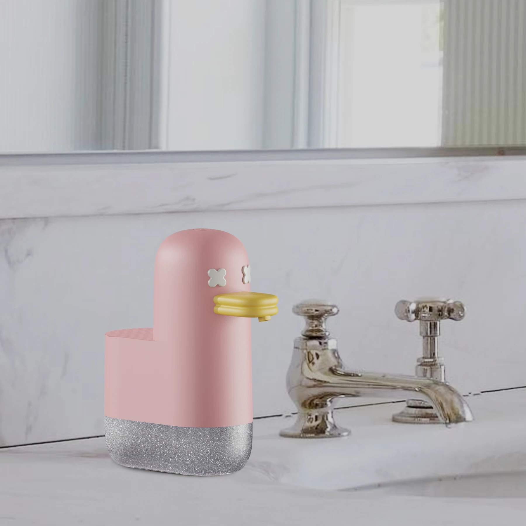 Cute Animal Duck Themed Bath Accessories Body Lotion Shampoo Shower Hand Sanitizer Automatic Soap Dispenser for Kids Bathroom