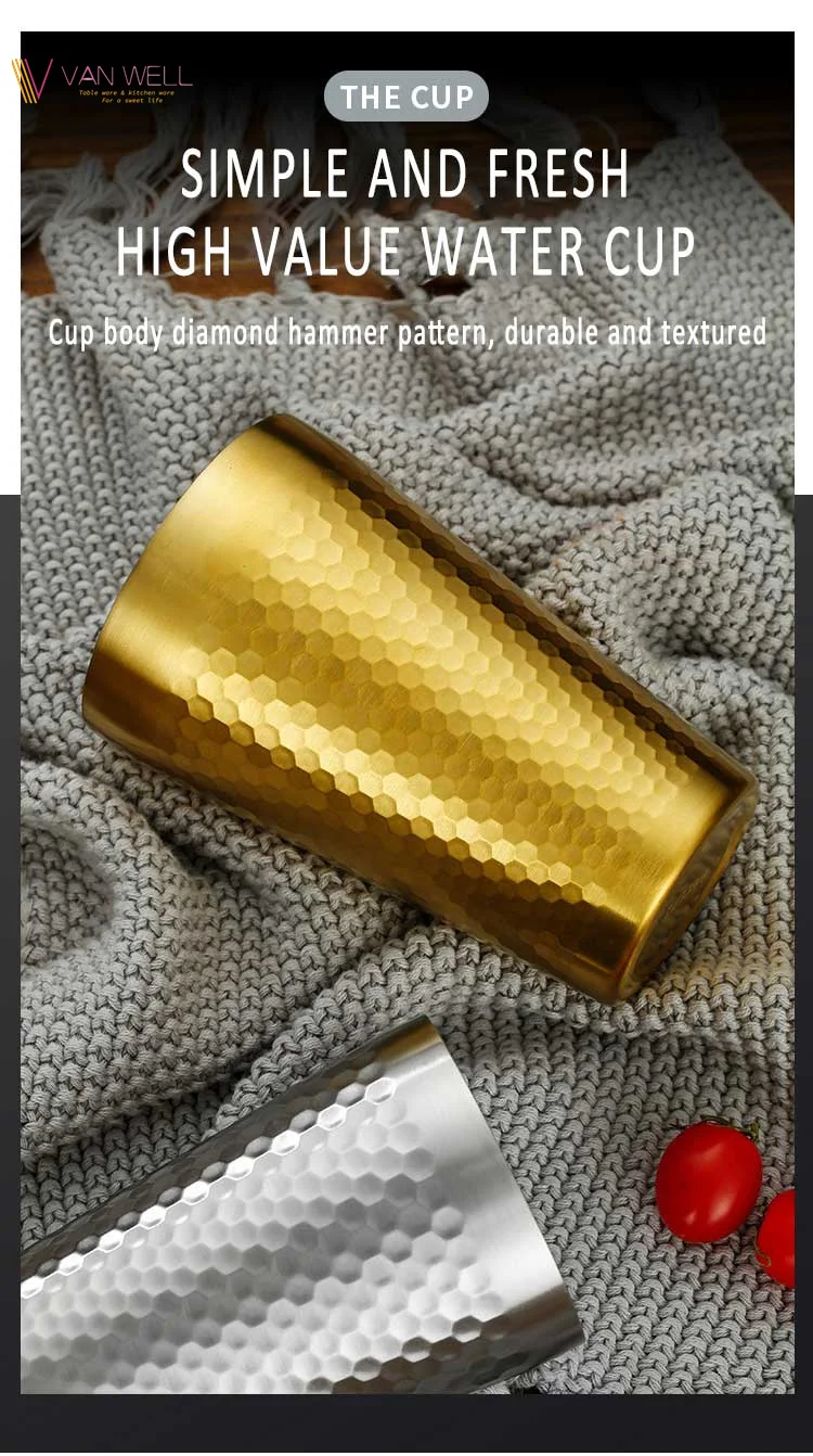 Hot Sale Party Club Hammered Double Wall Vacuum Tumbler Juice Cup Reusable 304 Stainless Steel Beer Cup Reusable