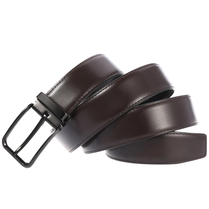Классический мужской ремень LQbelt с пряжкой с язычком, ремни из натуральной кожи для мужчин, черный, коричневый, оптовая продажа, OEM, заводской логотип на заказ