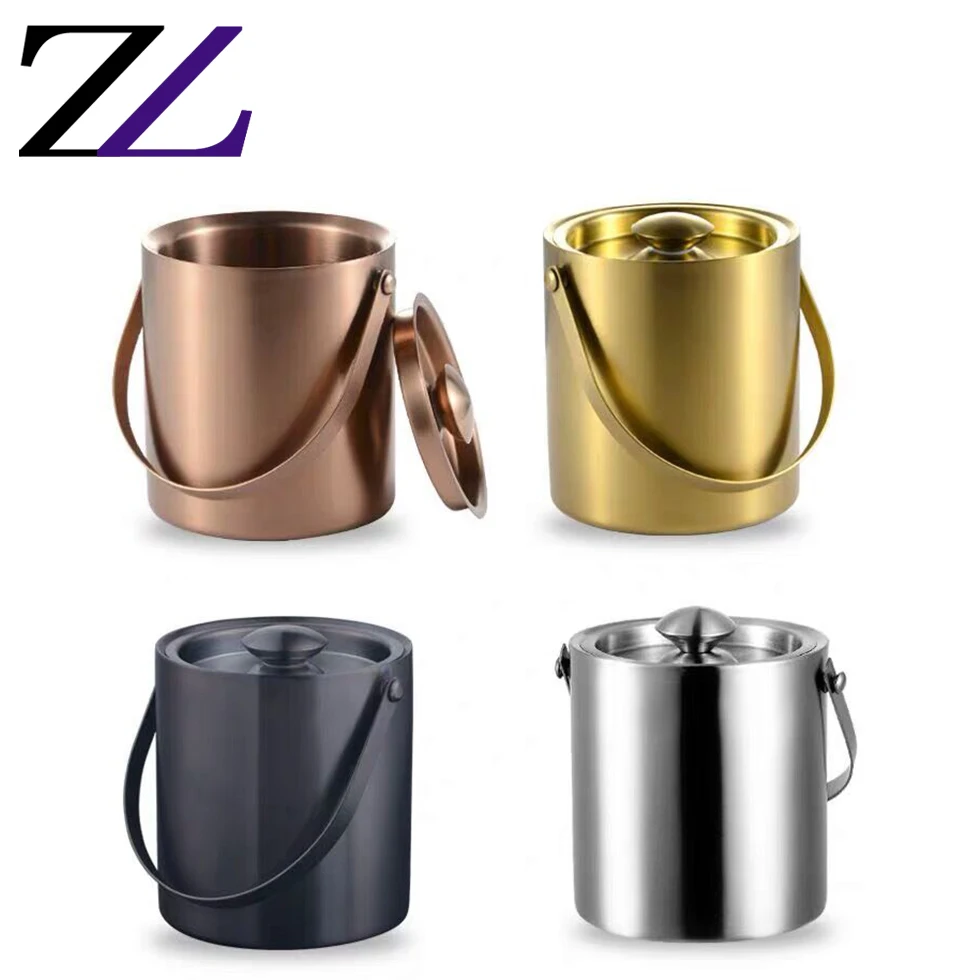 Commercial party catering customized vodka wine bottle ice bucket metal square double wall ice bucket night club ice bucket