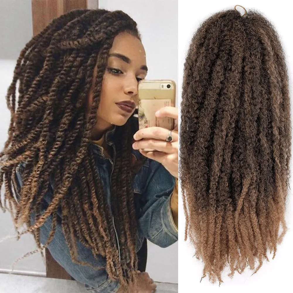 Wholesale 24 Inch Synthetic Fiber Marley Braid Afro Kinky crochet Hair Afro Kinky Twist Hair Marley Hair Braid