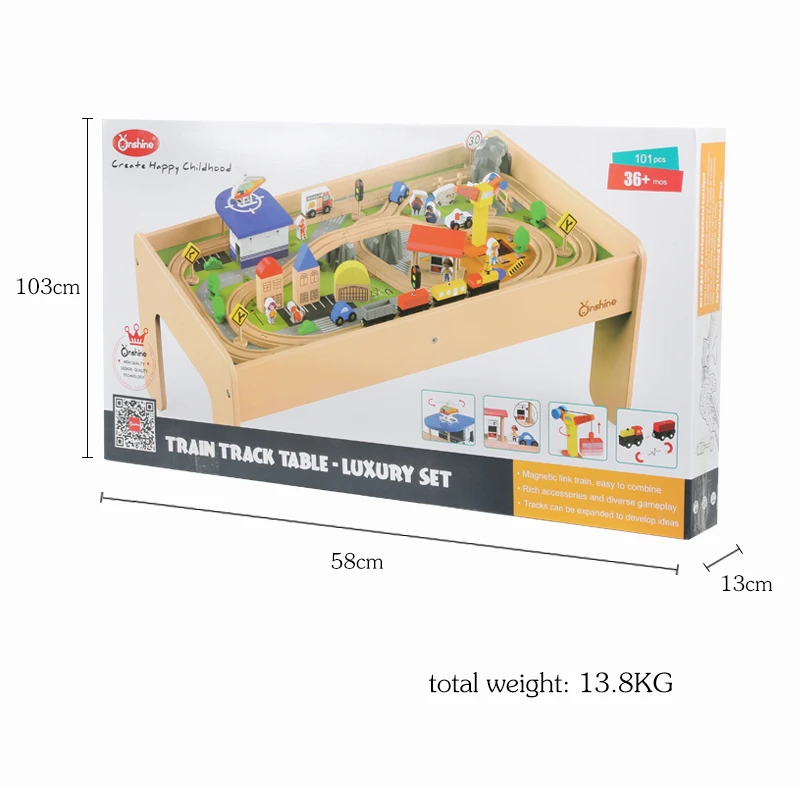 Новый стиль, Лидер продаж, развивающие игрушки, деревянный трек для поезда, набор деревянных игрушек, стол, трек для поезда, набор деревянных треков для поезда с столом