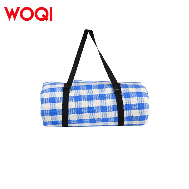 WOQI All-Season Portable Inflatable Waterproof Picnic Blanket Leather Quilt Sitting Pad Straw Universal All-Purpose Picnic Mat
