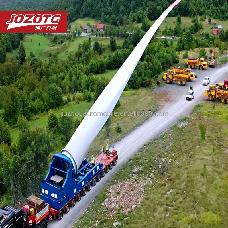 OEM Wind Turbine Blades Machine Transport Trailer Extendable Low Bed Semi Trailer for Wind Power Blades