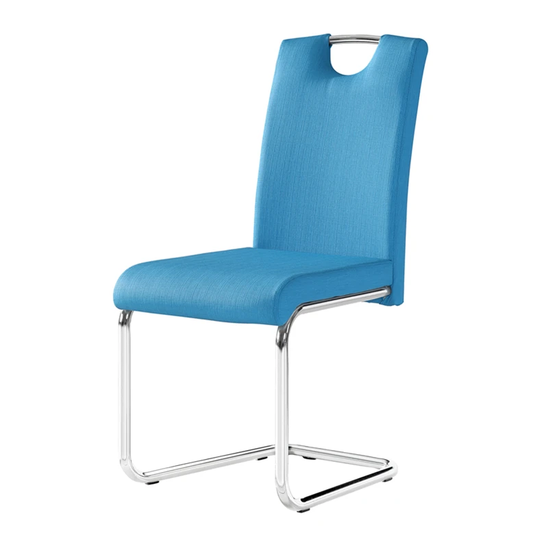 Wholesale Cheap Price Home Furniture High Back Blue Fabric Dining Chair Modern