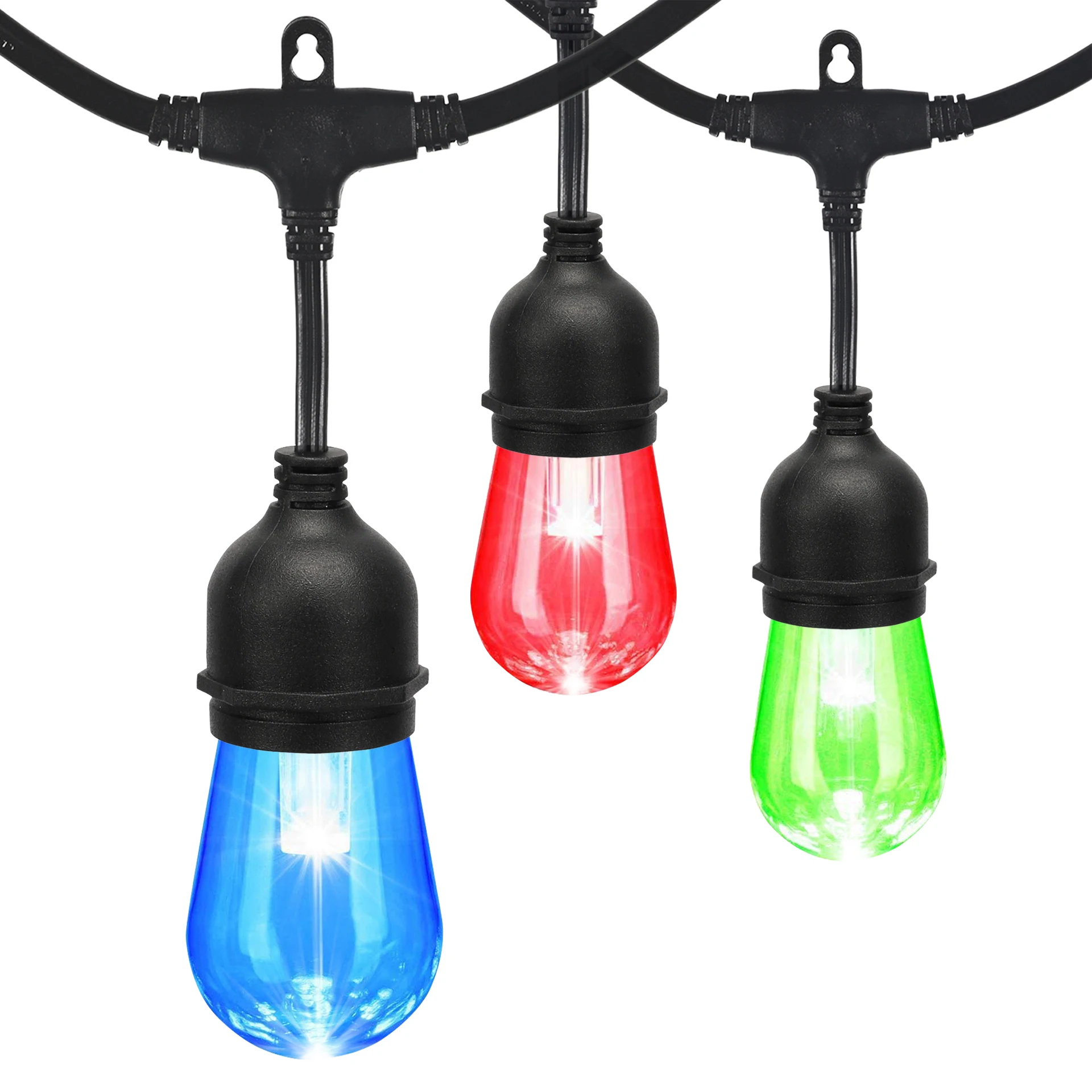 Led Christmas RGBW String Lights 12 Durable Bulbs WIFI Color Changing Waterproof IP65 with Remote Control for Park Party