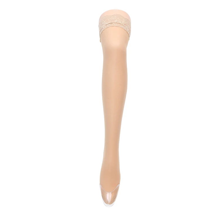 Manufacturer sale woman beautiful nude 20D lace silicone thigh high hosiery stockings