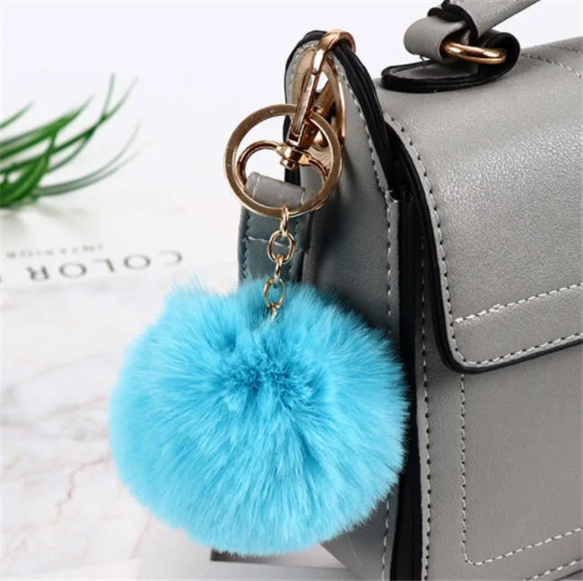 Pom Poms Keychains Faux Rabbit Fur Pompoms Keyring Fluffy Pompoms Keychain