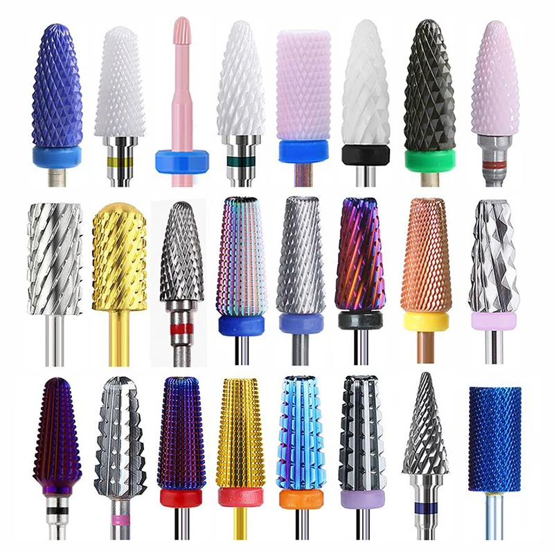 Professional Manicure Pedicure Tools Remove Cuticle Ceramic Carbide Nail Bits E-File Tungsten Nail Drill Bit Set