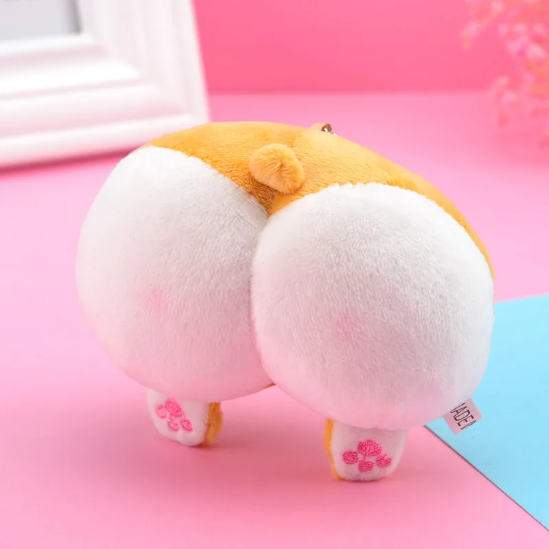 Peach Sheep Cute Sexy Corgis Dog Butt Plush Toy Stuffed Cat Tail Pink Ass Egg Chair Seat Cushion Sofa Decor Tkeychain for Boy