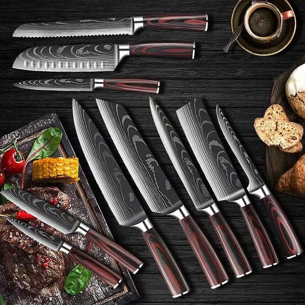 Hot selling Japanese kitchen knife set accessory stainless steel chef knife professional resin handle kitchen knives set